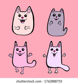 colored cats vector image print