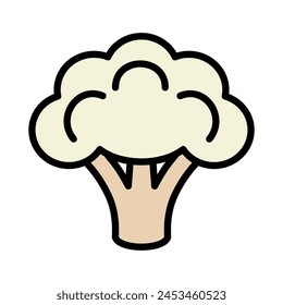 The colored cauliflower icon. A delicious and healthy vegetable. Vegitarianism. Vector illustration isolated on a white background for design and web.