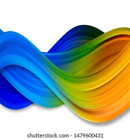 
Colored ceiling of acrylic paint on a white background. Colored abstract waves.