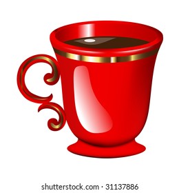 Colored ceramic cup.  Vector illustration.