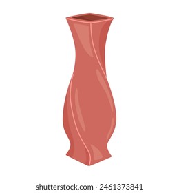 Colored ceramics vase. Porcelain vase for flowers, antique pottery, floral and abstract patterns. Vase pottery, floral pot, colorful jug. Trendy flat style isolated on white. Vector illustration