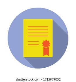 colored certificate long shadow icon. Simple color vector of web icons for ui and ux, website or mobile application