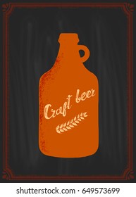   Colored chalk illustration of a grower with a text craft beer. Retro poster for the bar.