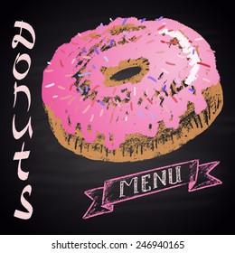 Colored chalk painted donuts menu.