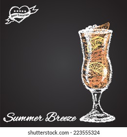 Colored chalk painted illustration of summer breeze cocktail. Best cocktail theme.
