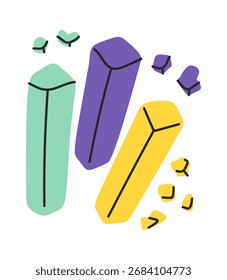 Herramientas de tiza de colores dibujadas a mano