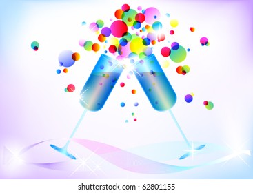 Colored champagne splash