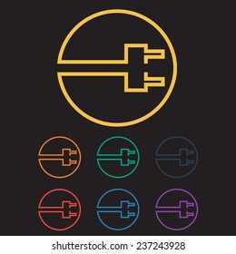 Colored Charging Electric Plug Icon Set. Vector Illustration