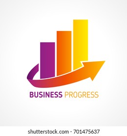 Colored chart marketing arrow logo icon vector template. Business progress company logo