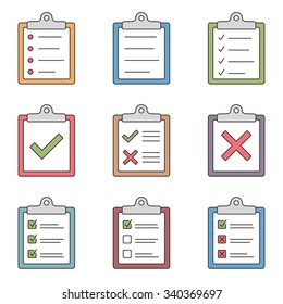 Colored check list icons, vector eps10 illustration