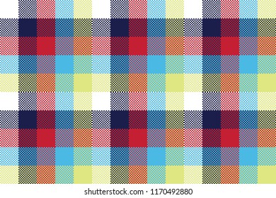 Colored check pixel tablecloth seamless pattern. Vector illustration.