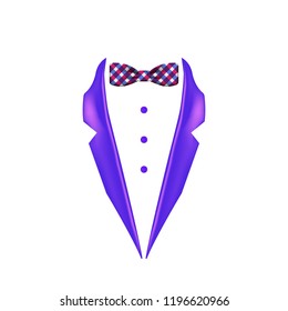 colored checkered colored bow tie dinner jacket collar icon. Element of evening menswear illustration