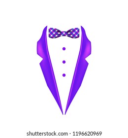 colored checkered colored bow tie dinner jacket collar icon. Element of evening menswear illustration