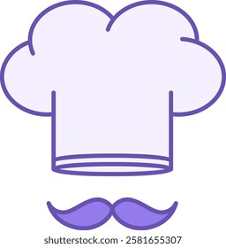 Colored Chef Icon. Vector Icon. Chef Hat and Mustache. Professional Chef Who Manages the Process of Cooking. Restaurant Concept