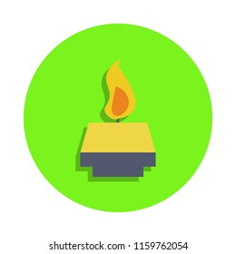 colored chemical burner in green badge icon. Element of science and laboratory for mobile concept and web apps. Detailed chemical burner icon