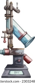 Colored Chemical Equipment Vector, Print, Illustration