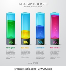 Colored chemical flasks as elements for info-graphic