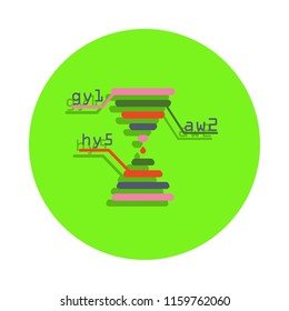 colored chemical formulas in green badge icon. Element of science and laboratory for mobile concept and web apps. Detailed chemical formulas icon