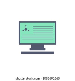 colored chemical report in monitor icon. Element of science and laboratory for mobile concept and web apps. Detailed chemical report in monitor icon can be used for web and mobile on white background