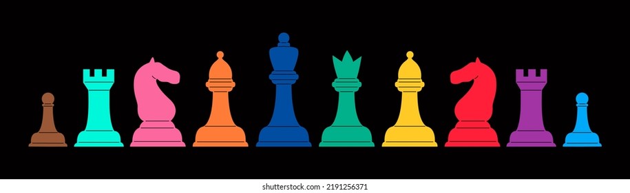 Colored chess set. Colorful vector illustration
