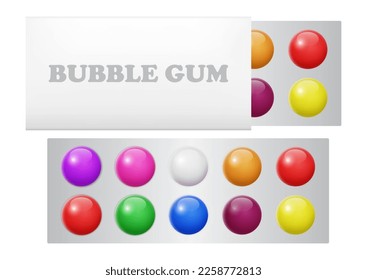 colored chewing gum pills mockup isolated 3d Illustration