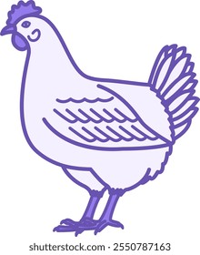 Icono de pollo coloreado. Ilustración vectorial. Pájaro, gallina ponedora. Agricultura, agricultura. Concepto de animales domésticos