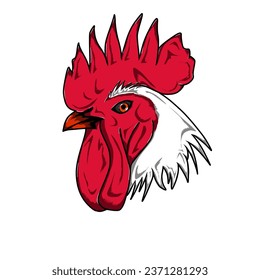 colored chicken vector. red. white. black. chicken head vector. illustration design