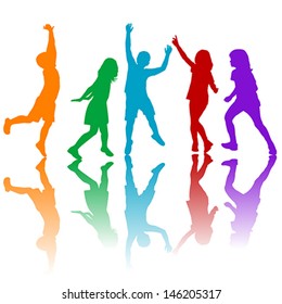 Colored Children Silhouettes Playing Stock Vector (Royalty Free ...