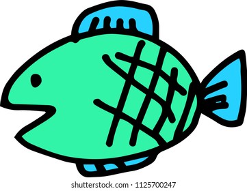 Colored children's graffiti style - fish 