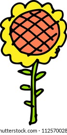 Colored children's graffiti style - sunflower