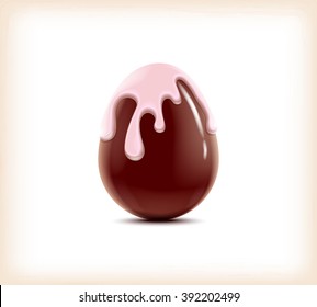 Colored chocolate egg with creame