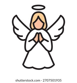 Ilustração de vetor de ícone de anjo de Natal colorido