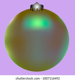 Colored Christmas ball. Christmas tree toy for invitation, card, celebration, party, carnival, festive holiday and Your project. Vector illustration. Gentle violet Background