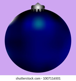 Colored Christmas ball. Christmas tree toy for invitation, card, celebration, party, carnival, festive holiday and Your project. Vector illustration. Gentle violet Background