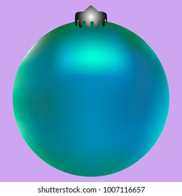 Colored Christmas ball. Christmas tree toy for invitation, card, celebration, party, carnival, festive holiday and Your project. Vector illustration. Gentle violet Background
