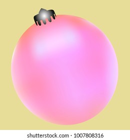 Colored Christmas ball. Christmas tree toy for invitation, card, celebration, party, carnival, festive holiday and Your project. Vector illustration. Golden yellow Background