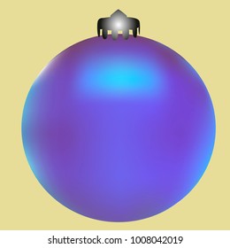 Colored Christmas ball. Christmas tree toy for invitation, card, celebration, party, carnival, festive holiday and Your project. Vector illustration. Golden yellow Background
