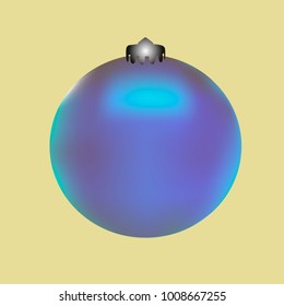 Colored Christmas ball. Christmas tree toy for invitation, card, celebration, party, carnival, festive holiday and Your project. Vector illustration. Golden yellow Background