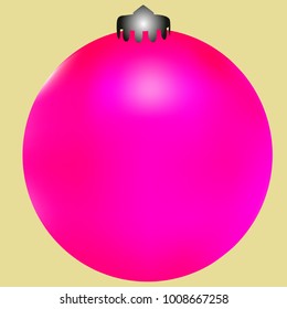 Colored Christmas ball. Christmas tree toy for invitation, card, celebration, party, carnival, festive holiday and Your project. Vector illustration. Golden yellow Background