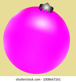Colored Christmas ball. Christmas tree toy for invitation, card, celebration, party, carnival, festive holiday and Your project. Vector illustration. Golden yellow Background