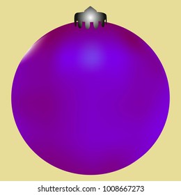 Colored Christmas ball. Christmas tree toy for invitation, card, celebration, party, carnival, festive holiday and Your project. Vector illustration. Golden yellow Background