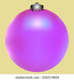 Colored Christmas ball. Christmas tree toy for invitation, card, celebration, party, carnival, festive holiday and Your project. Vector illustration. Golden yellow Background