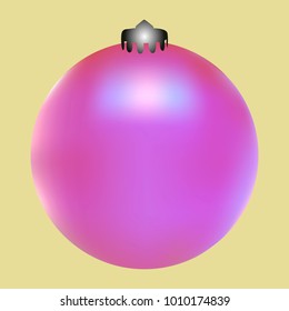 Colored Christmas ball. Christmas tree toy for invitation, card, celebration, party, carnival, festive holiday and Your project. Vector illustration. Golden yellow Background