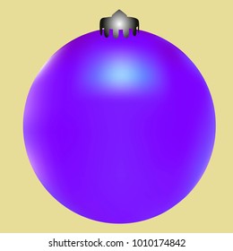 Colored Christmas ball. Christmas tree toy for invitation, card, celebration, party, carnival, festive holiday and Your project. Vector illustration. Golden yellow Background