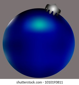 Colored Christmas ball. Christmas tree toy for invitation, card, celebration, party, carnival, festive holiday and Your project. Vector illustration. Gentle grey Background