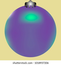 Colored Christmas ball. Christmas tree toy for invitation, card, celebration, party, carnival, festive holiday and Your project. Vector illustration. Golden yellow Background