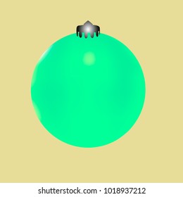 Colored Christmas ball. Christmas tree toy for invitation, card, celebration, party, carnival, festive holiday and Your project. Vector illustration. Golden yellow Background