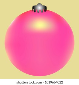 Colored Christmas ball. Christmas tree toy for invitation, card, celebration, party, carnival, festive holiday and Your project. Vector illustration. Golden yellow Background