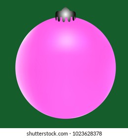Colored Christmas ball. Christmas tree toy for invitation, card, celebration, party, carnival, festive holiday and Your project. Vector illustration. Green Background