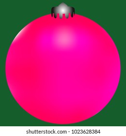 Colored Christmas ball. Christmas tree toy for invitation, card, celebration, party, carnival, festive holiday and Your project. Vector illustration. Green Background